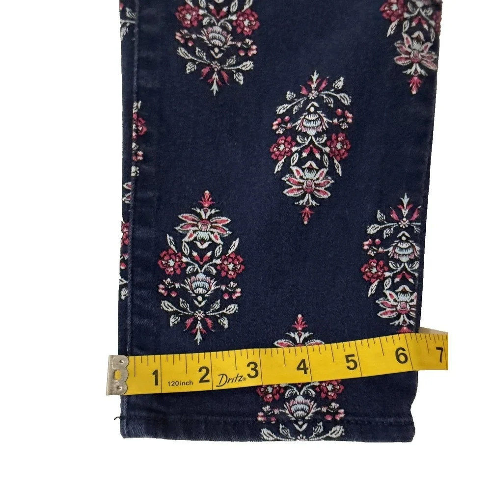 Chico's Floral Print Jeans Womens 28 Navy‎ So Slimming Girlfriend Ankle Boho